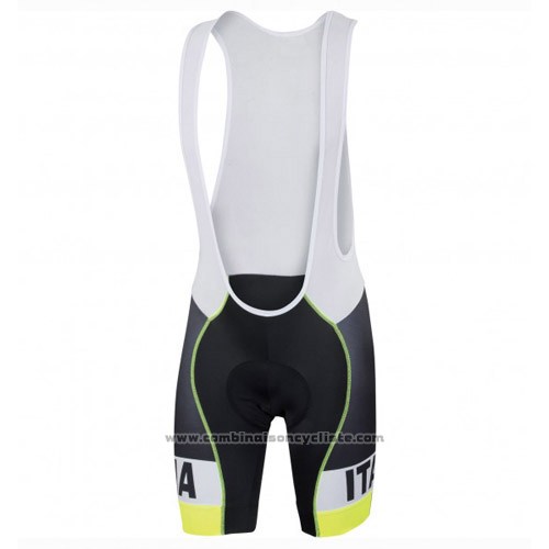 2016 Maillot Cyclisme Italie Noir et Jaune Manches Courtes et Cuissard